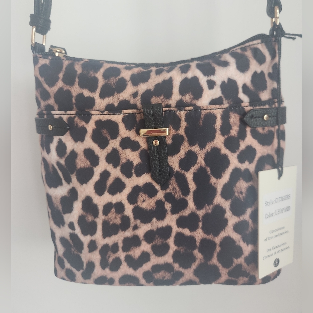 Kate & Alex Cuffaro Nylon Leopard Print Crossbody Bag - Picture 2 of 15